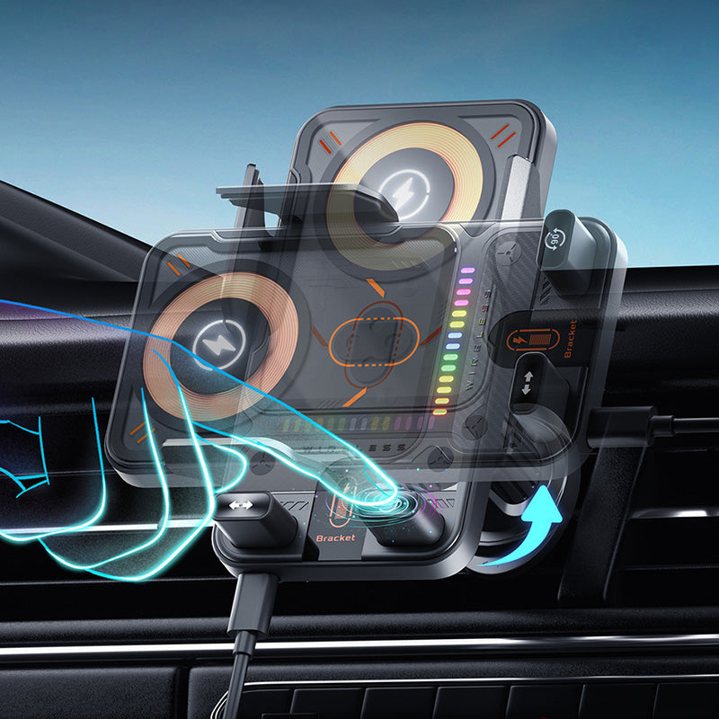 ✨ Beperkte voorraad beschikbaar, mis het niet!🙌Slimme 2-in-1 telefoonhouder voor in de auto met draaifunctie en draadloze oplader
