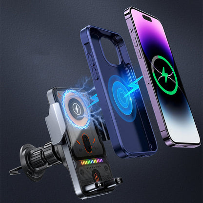✨ Beperkte voorraad beschikbaar, mis het niet!🙌Slimme 2-in-1 telefoonhouder voor in de auto met draaifunctie en draadloze oplader