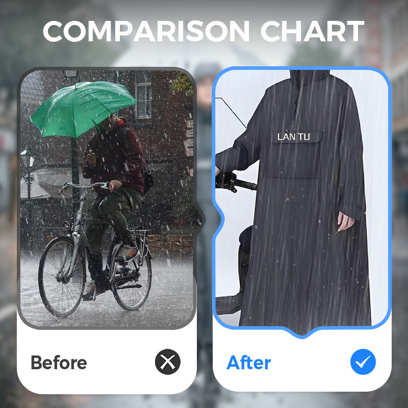 🌧️ Waterdichte lange regenjas met capuchon, geschikt voor elektrische fietsen