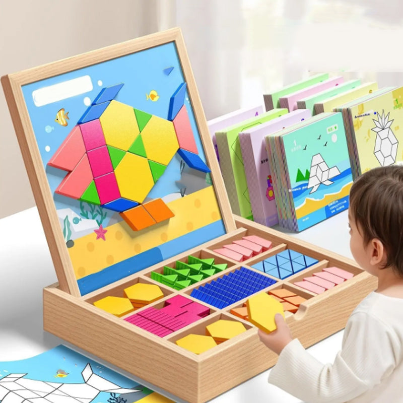 🎁Vroege kerstuitverkoop 50% KORTING🔥Houten magnetische patroonblokkenpuzzel set🧩