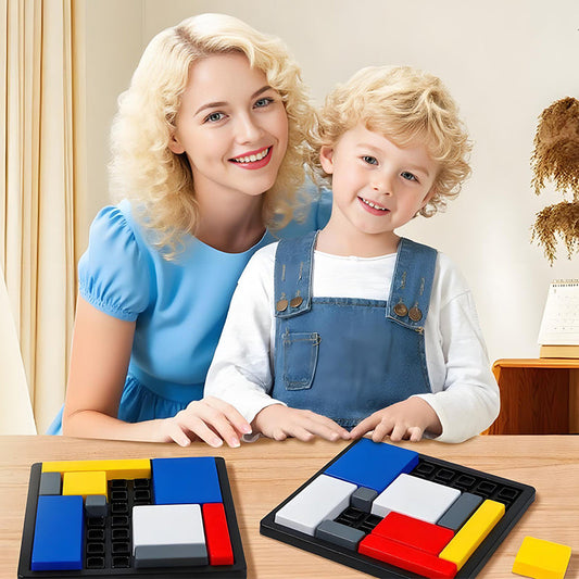 Creatief puzzelspel met geometrische blokken