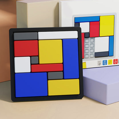 Creatief puzzelspel met geometrische blokken