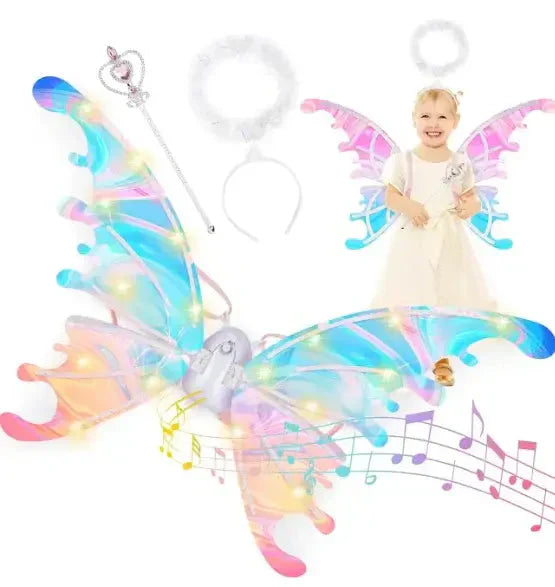🦋✨ Kinder Elektrische Vlinder Feeënvleugels – Flapperend LED Licht, Gradiënt Ontwerp & Comfortabel Voor Verkleedfeestjes! 👧