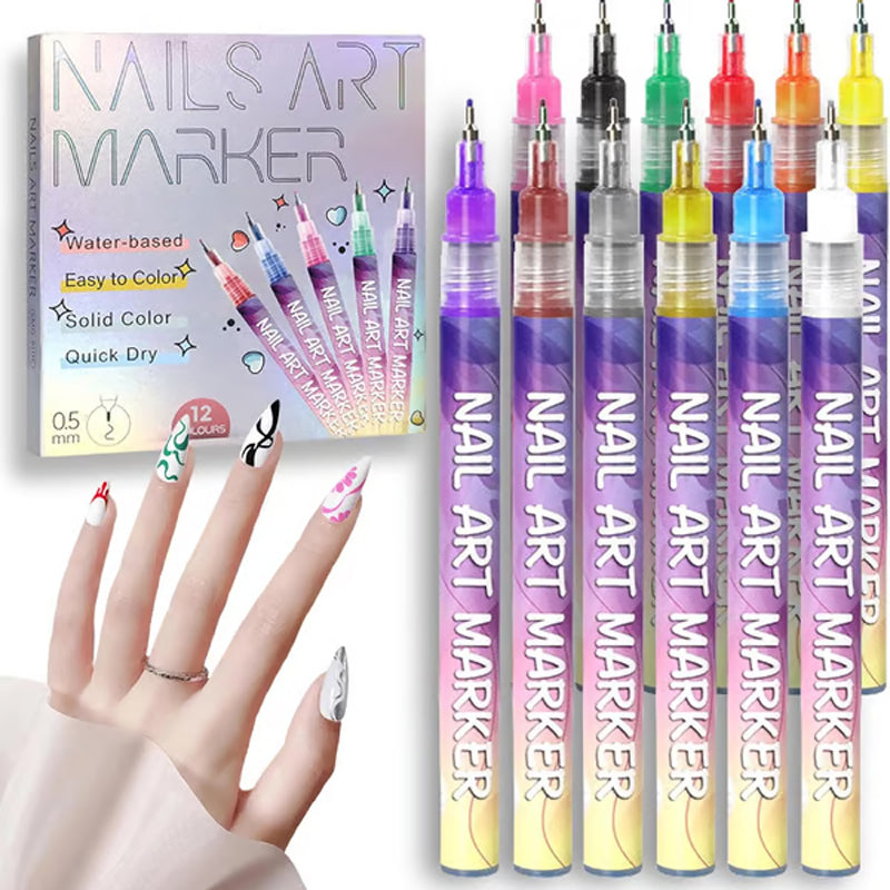 🔥Laatste Dag Promotie 60% KORTING🔥 ✨12 Kleuren Nail Art Pens Set