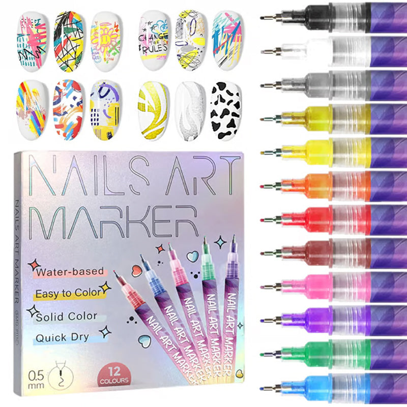 🔥Laatste Dag Promotie 60% KORTING🔥 ✨12 Kleuren Nail Art Pens Set