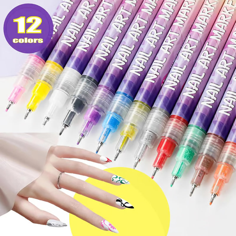 🔥Laatste Dag Promotie 60% KORTING🔥 ✨12 Kleuren Nail Art Pens Set