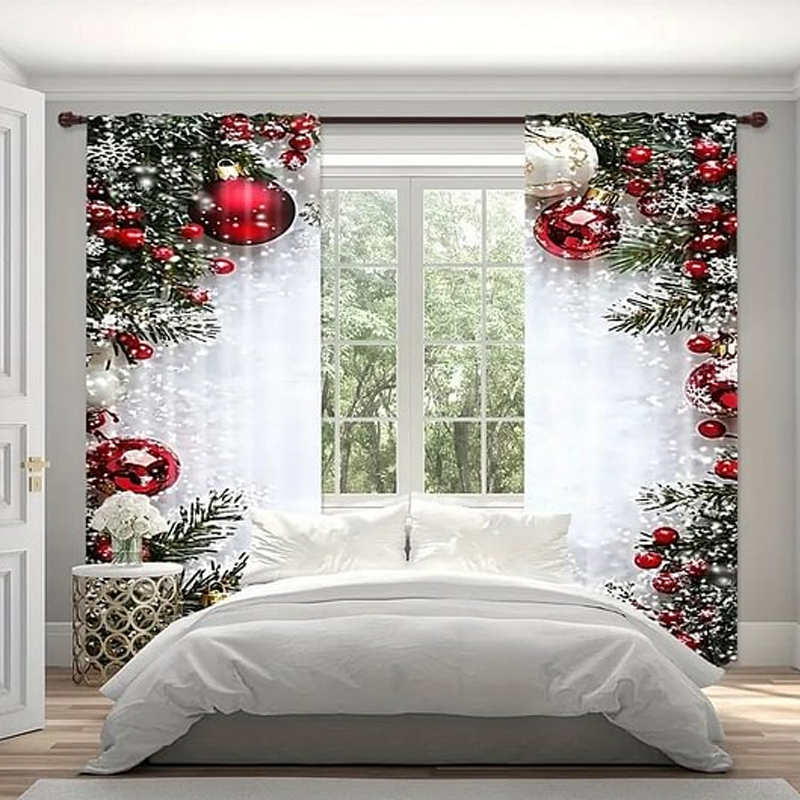 Kerstraamgordijnen 2-delige set voor woningdecoratie