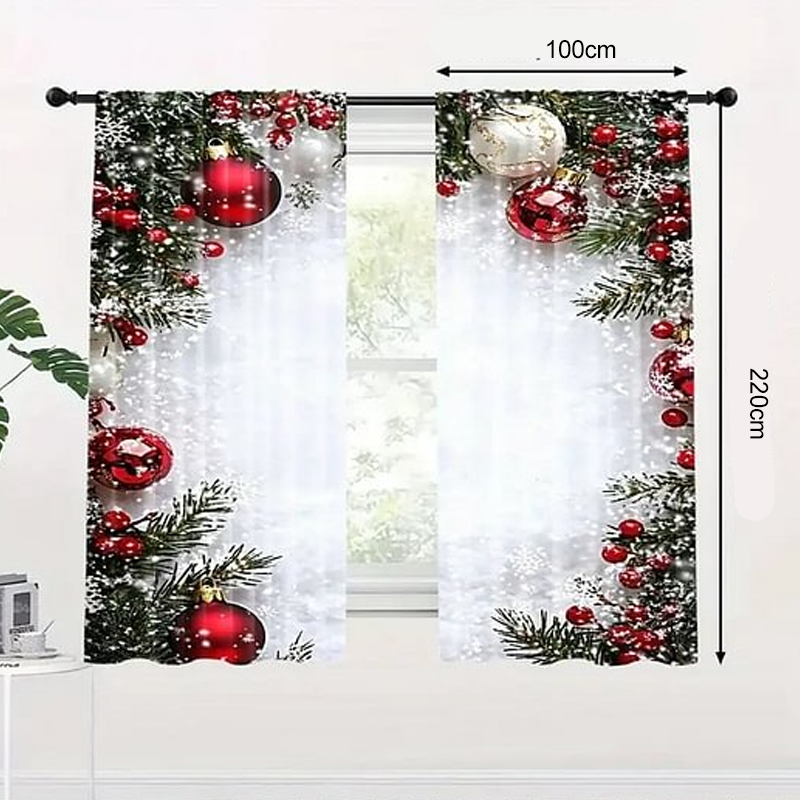 Kerstraamgordijnen 2-delige set voor woningdecoratie