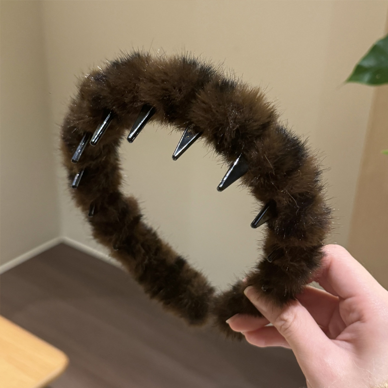 Luipaardprint haarband met tanden