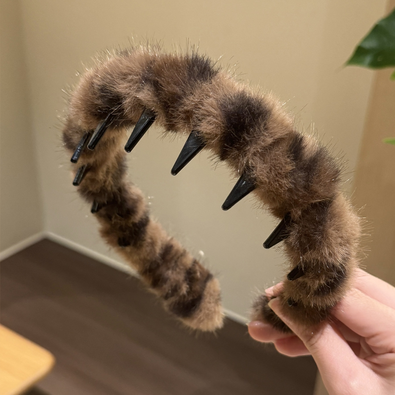 Luipaardprint haarband met tanden