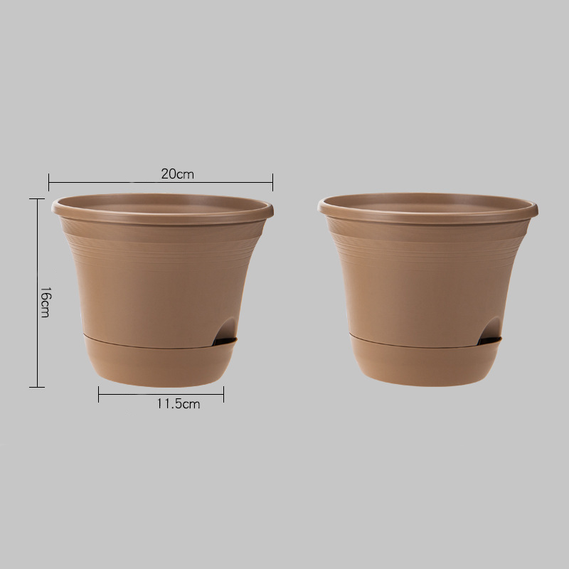 Zelfwaterende ronde bloempotten van kunsthars