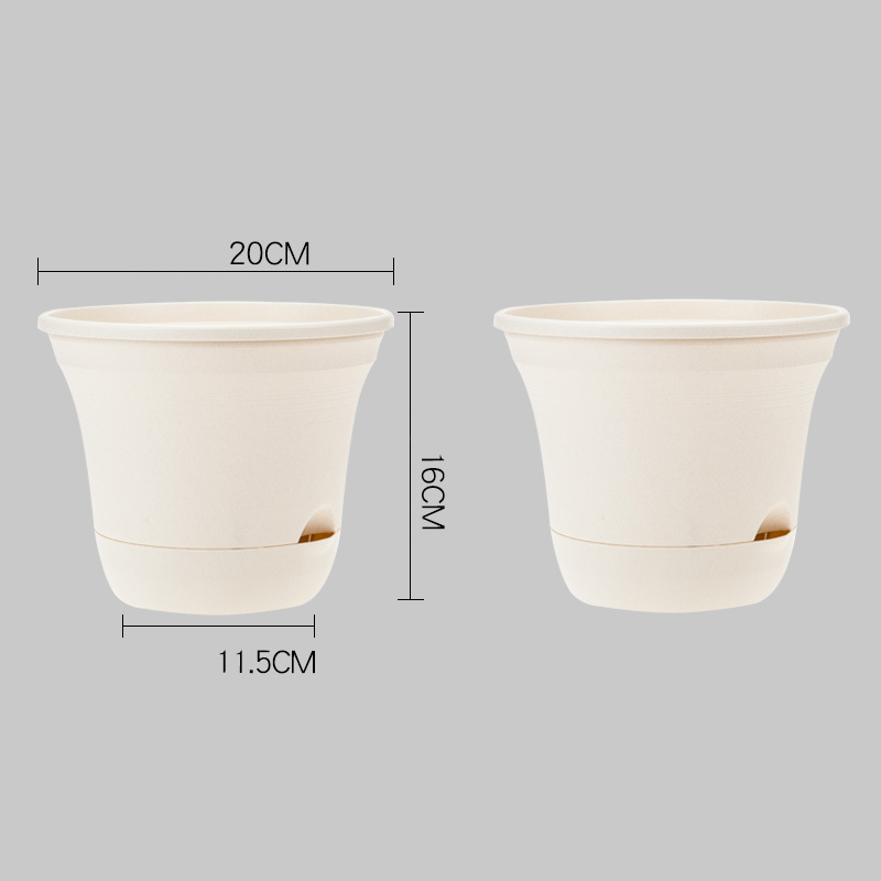 Zelfwaterende ronde bloempotten van kunsthars