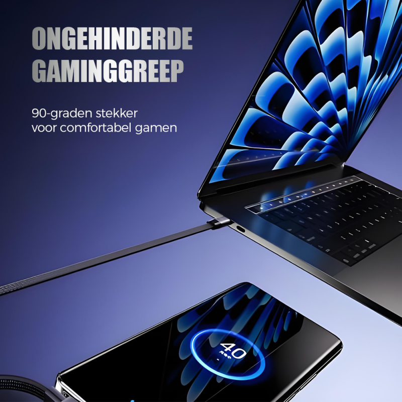 Type-C 240W Snellaadkabel met Opvouwbare Standaard