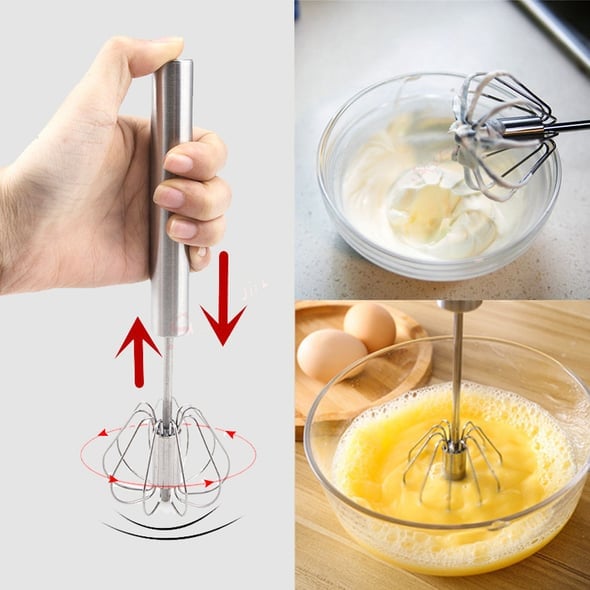 📢📢 1+1 gratis⏰👩‍🍳AA roestvrijstalen handklopper met duwknop