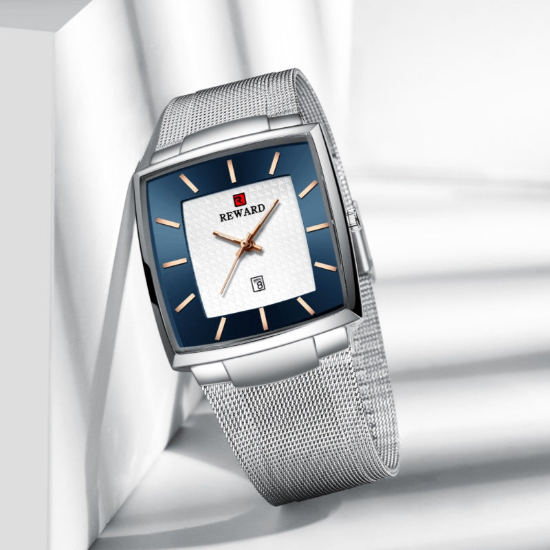 🖤Black Friday topper!55% KORTING✨Ultradunne Vierkante Quartzhorloge (Meshband) – 9mm Dun, 3ATM Waterbestendig & Modieus Design (Perfect als Cadeau!)