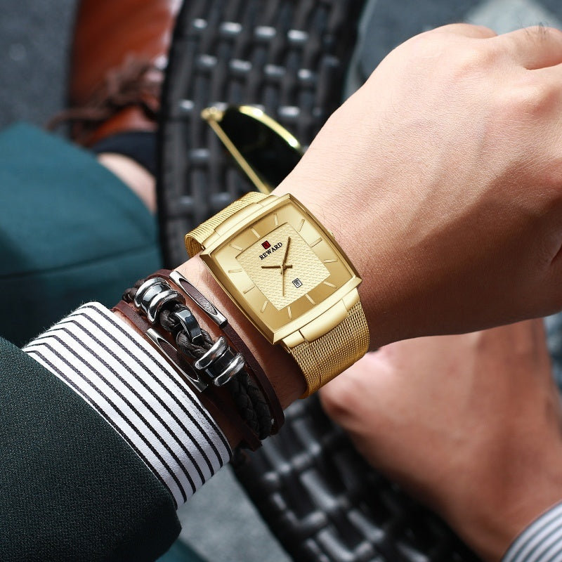 🖤Black Friday topper!55% KORTING✨Ultradunne Vierkante Quartzhorloge (Meshband) – 9mm Dun, 3ATM Waterbestendig & Modieus Design (Perfect als Cadeau!)