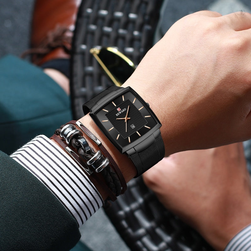 🖤Black Friday topper!55% KORTING✨Ultradunne Vierkante Quartzhorloge (Meshband) – 9mm Dun, 3ATM Waterbestendig & Modieus Design (Perfect als Cadeau!)