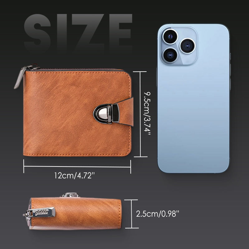 🧳   50% KORTING! 🕰️ Compacte vintage portemonnee met ritssluiting voor heren – Duurzaam materiaal, klassiek ontwerp en perfecte reisgenoot ✈️