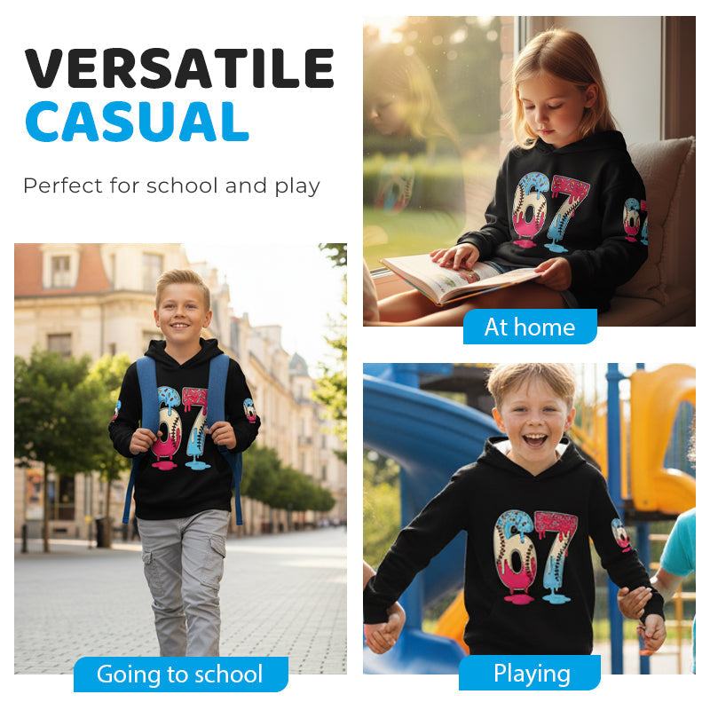 Grappig 67 Meme-hoodiesweatshirt voor kinderen