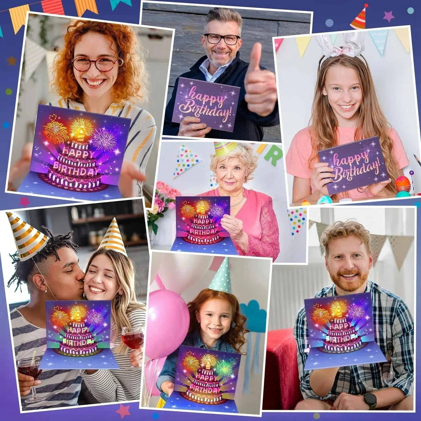 🔥Beste cadeau 52% KORTING🎁Vuurwerk pop-up taart met licht en muziek, verjaardagskaart cadeau