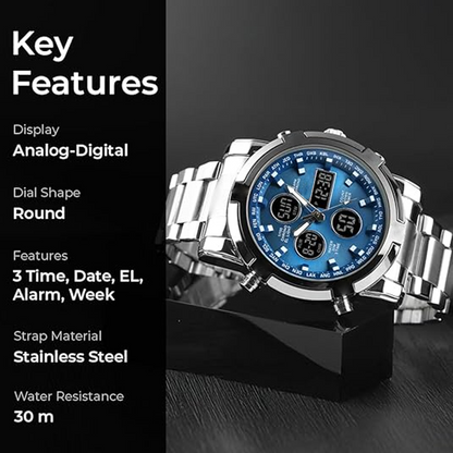 ⏰Waterdicht militair analoog-digitaal herenhorloge – 48 mm, multifunctioneel & roestvrijstalen band! 🕰️💪