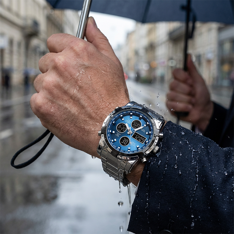 ⏰Waterdicht militair analoog-digitaal herenhorloge – 48 mm, multifunctioneel & roestvrijstalen band! 🕰️💪