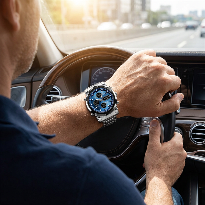 ⏰Waterdicht militair analoog-digitaal herenhorloge – 48 mm, multifunctioneel & roestvrijstalen band! 🕰️💪