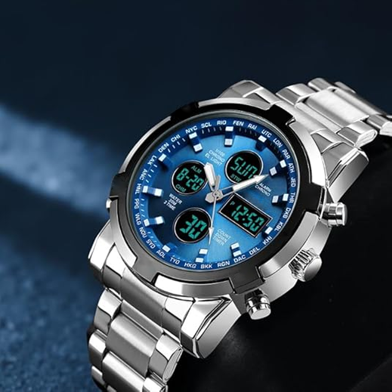 ⏰Waterdicht militair analoog-digitaal herenhorloge – 48 mm, multifunctioneel & roestvrijstalen band! 🕰️💪