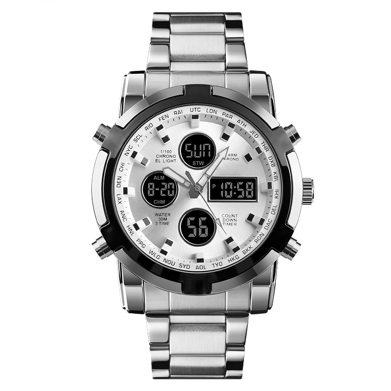 ⏰Waterdicht militair analoog-digitaal herenhorloge – 48 mm, multifunctioneel & roestvrijstalen band! 🕰️💪