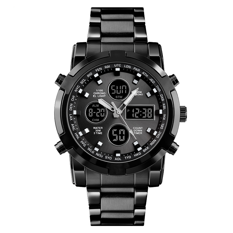 ⏰Waterdicht militair analoog-digitaal herenhorloge – 48 mm, multifunctioneel & roestvrijstalen band! 🕰️💪