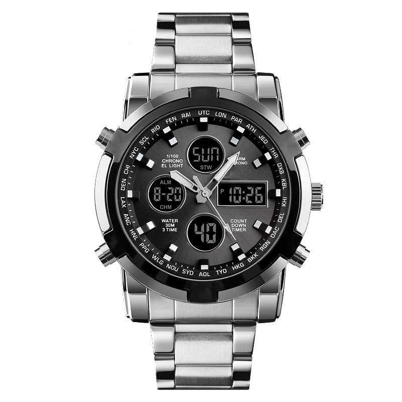 ⏰Waterdicht militair analoog-digitaal herenhorloge – 48 mm, multifunctioneel & roestvrijstalen band! 🕰️💪