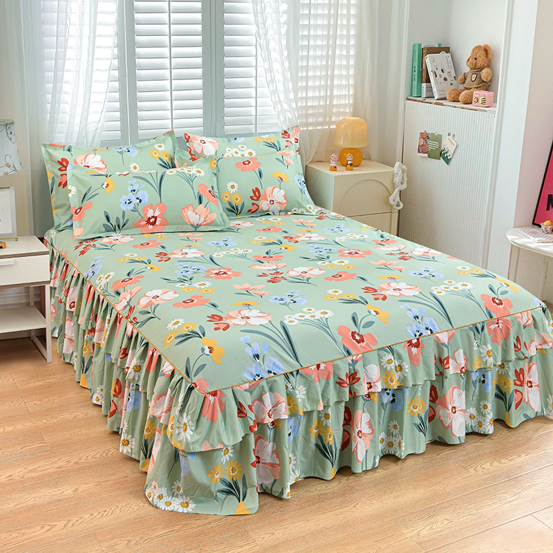 🎉Nieuwjaars Cadeau 50% KORTING!👑Luxe 3-Delige Bedrokset met Dubbellagse Ruches – Romantisch & Comfortabel voor Jouw Slaapkamer!