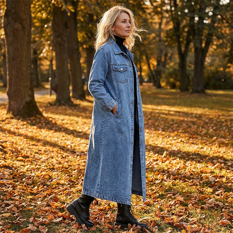 ⏰👖【Lang spijkerjasje】— Geknoopt voor een verfijnde look, open voor een stoere uitstraling — één kledingstuk voor de perfecte lente- en herfststijl!🤠💙✨