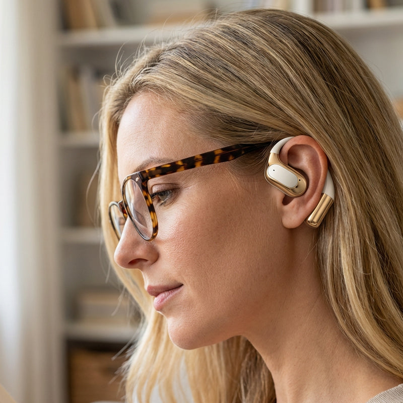 🌀【Draadloze open-ear hoofdtelefoon】— Met luchtgeleidingstechnologie✨ komt 🎵 muziek je oren binnen terwijl de wereld  blijft.💫🌍