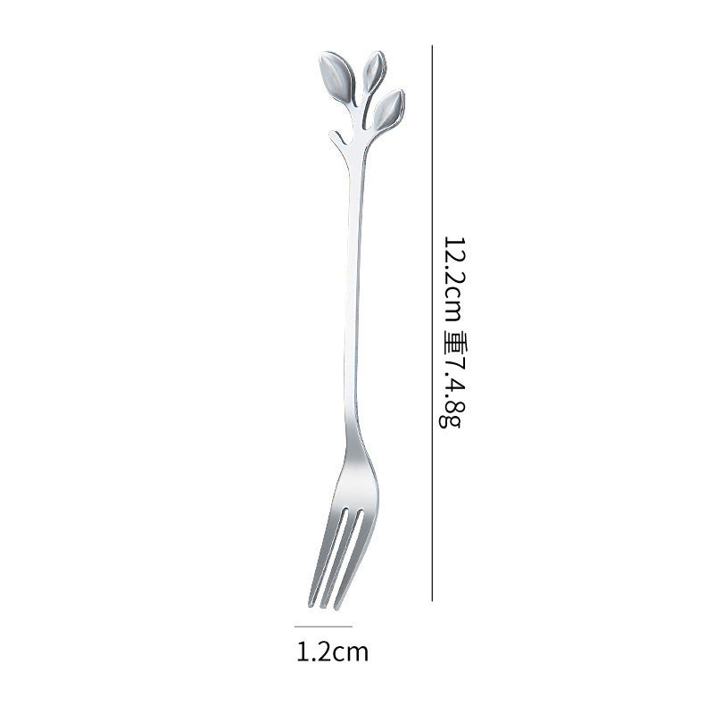 Vintage'owe Sztućce ze Stali Nierdzewnej – Łyżeczka i Widelczyk w Kształcie Liścia