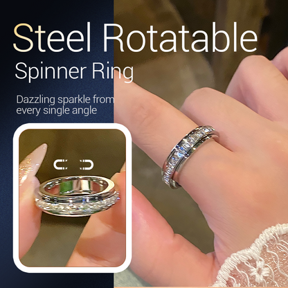 🎊【📍Exquisite Collection📍】Titanium Steel Rotatable Spinner Ring with Zirconia💫💍