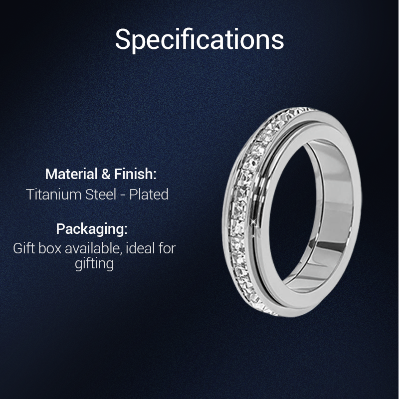 🎊【📍Exquisite Collection📍】Titanium Steel Rotatable Spinner Ring with Zirconia💫💍