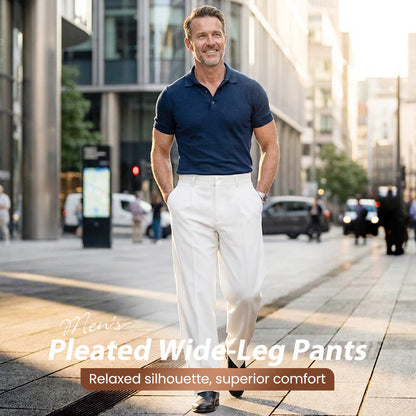 ⏳Tijdelijke aanbieding⏰ Casual herenbroek met wijde pijpen – Luchtige plooien aan de voorkant, makkelijk aan te trekken. Geschikt voor elke zomerdag, zowel casual als chic. Een onmisbaar item in je garderobe. 👖🕊️