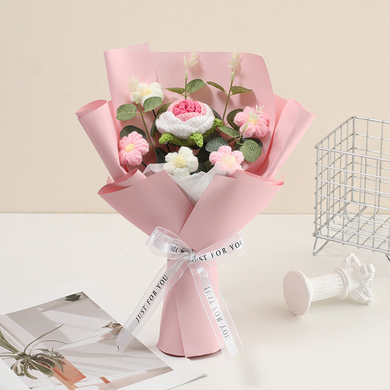 💘 Tijdelijke aanbieding💐 Handgemaakt Gehaakt Bloemenboeket | Blijvende Schoonheid & Allergievriendelijk | Kant-en-Klaar Cadeau