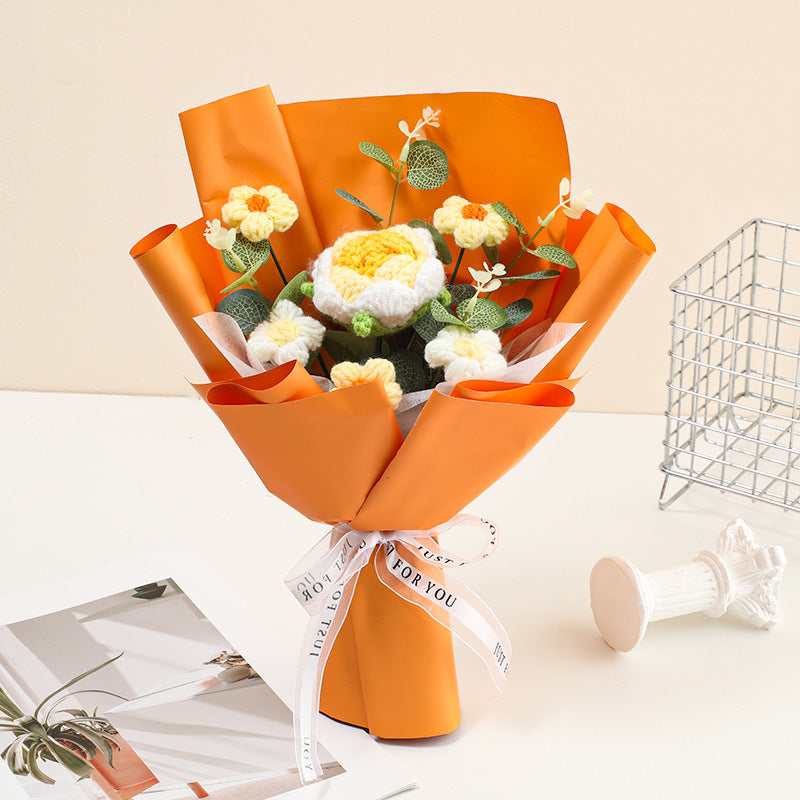💘 Tijdelijke aanbieding💐 Handgemaakt Gehaakt Bloemenboeket | Blijvende Schoonheid & Allergievriendelijk | Kant-en-Klaar Cadeau