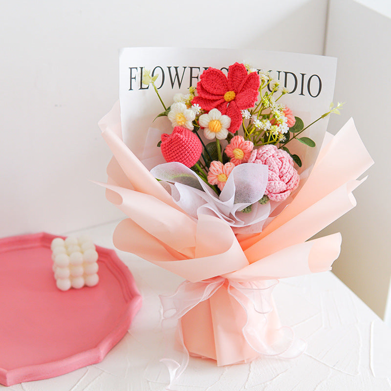 💘 Tijdelijke aanbieding💐 Handgemaakt Gehaakt Bloemenboeket | Blijvende Schoonheid & Allergievriendelijk | Kant-en-Klaar Cadeau