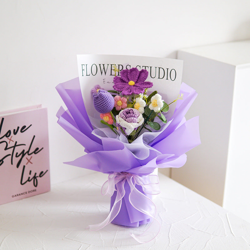 💘 Tijdelijke aanbieding💐 Handgemaakt Gehaakt Bloemenboeket | Blijvende Schoonheid & Allergievriendelijk | Kant-en-Klaar Cadeau
