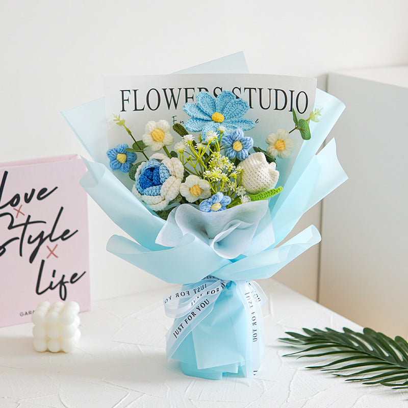💘 Tijdelijke aanbieding💐 Handgemaakt Gehaakt Bloemenboeket | Blijvende Schoonheid & Allergievriendelijk | Kant-en-Klaar Cadeau