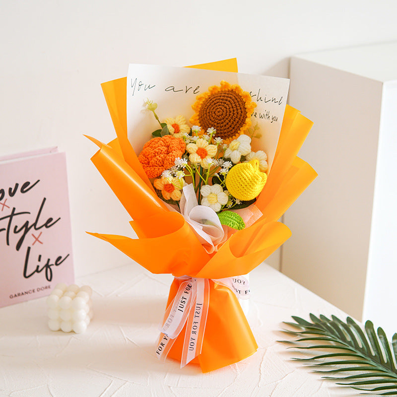 💘 Tijdelijke aanbieding💐 Handgemaakt Gehaakt Bloemenboeket | Blijvende Schoonheid & Allergievriendelijk | Kant-en-Klaar Cadeau