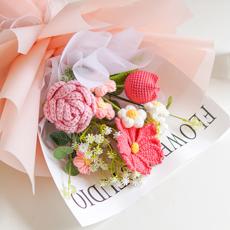 💘 Tijdelijke aanbieding💐 Handgemaakt Gehaakt Bloemenboeket | Blijvende Schoonheid & Allergievriendelijk | Kant-en-Klaar Cadeau
