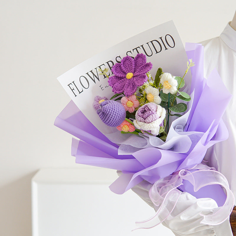 💘 Tijdelijke aanbieding💐 Handgemaakt Gehaakt Bloemenboeket | Blijvende Schoonheid & Allergievriendelijk | Kant-en-Klaar Cadeau