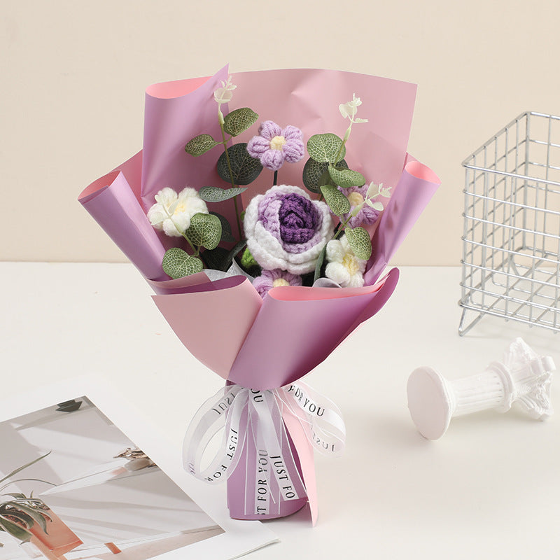 💘 Tijdelijke aanbieding💐 Handgemaakt Gehaakt Bloemenboeket | Blijvende Schoonheid & Allergievriendelijk | Kant-en-Klaar Cadeau