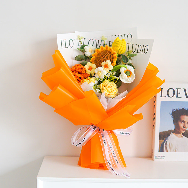 💘 Tijdelijke aanbieding💐 Handgemaakt Gehaakt Bloemenboeket | Blijvende Schoonheid & Allergievriendelijk | Kant-en-Klaar Cadeau
