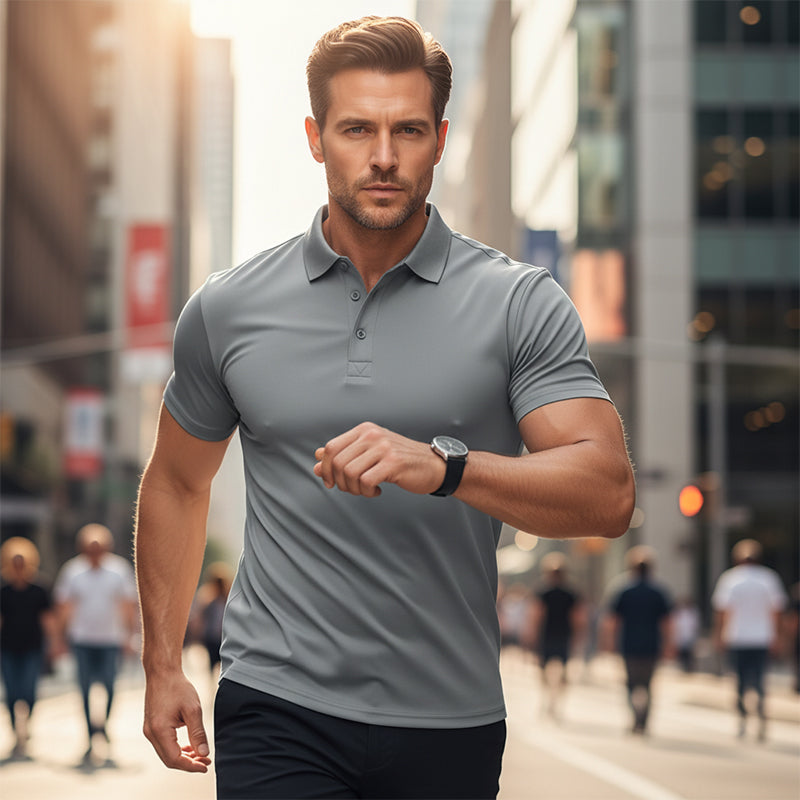 💎 Slechts in beperkte oplage, tijdelijke aanbieding: 57 % korting! 🎉 Sneldrogend T-shirt met korte mouwen en een reverskraag voor heren 💫