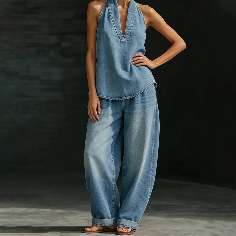💥🎀【Nieuwe casual set voor 2026】—— Top met spaghettibandjes + wijde broek, 🎁 gratis verzending bij aankoop van één stuk, één set voor een nonchalante, chique look🌸 Creëer moeiteloos een modieuze outfit die perfect aansluit op je figuur!💫✨💃